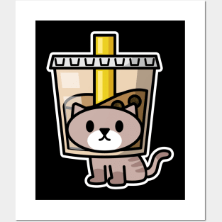 Bubble Tea Cat Posters and Art